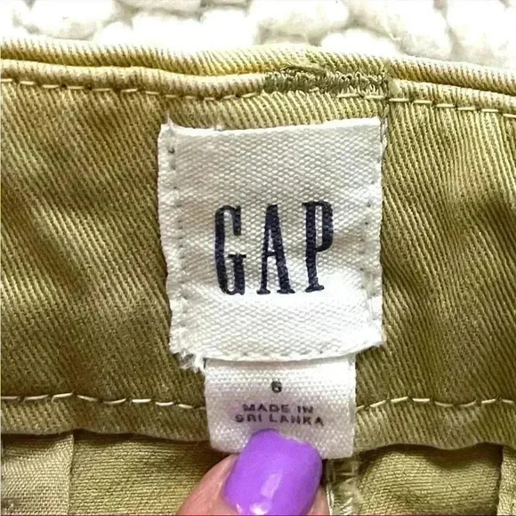 Gap Khaki “Retro” 70’s High Tie Waist Pocket Cotton Round Hem Midi Skirt Size 6 - Picture 9 of 13